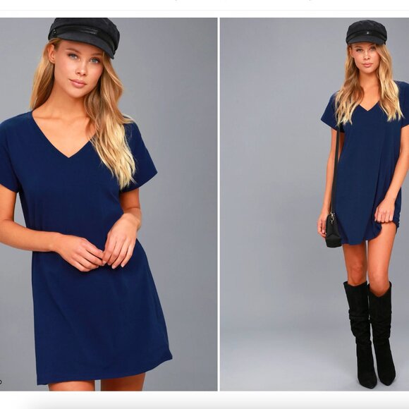 NEW! Clear Day Navy Blue T-Shirt Dress XS - Picture 1 of 17